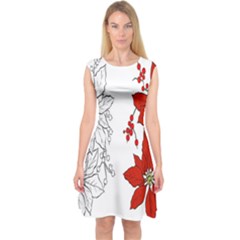 Poinsettia Flower Coloring Page Capsleeve Midi Dress by Simbadda