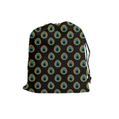 Peacock Inspired Background Drawstring Pouches (large)  by Simbadda