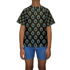 Peacock Inspired Background Kids  Short Sleeve Swimwear by Simbadda