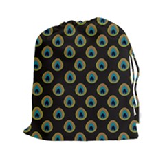 Peacock Inspired Background Drawstring Pouches (xxl) by Simbadda