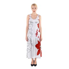 Poinsettia Flower Coloring Page Sleeveless Maxi Dress by Simbadda