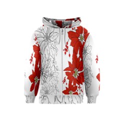 Poinsettia Flower Coloring Page Kids  Zipper Hoodie by Simbadda