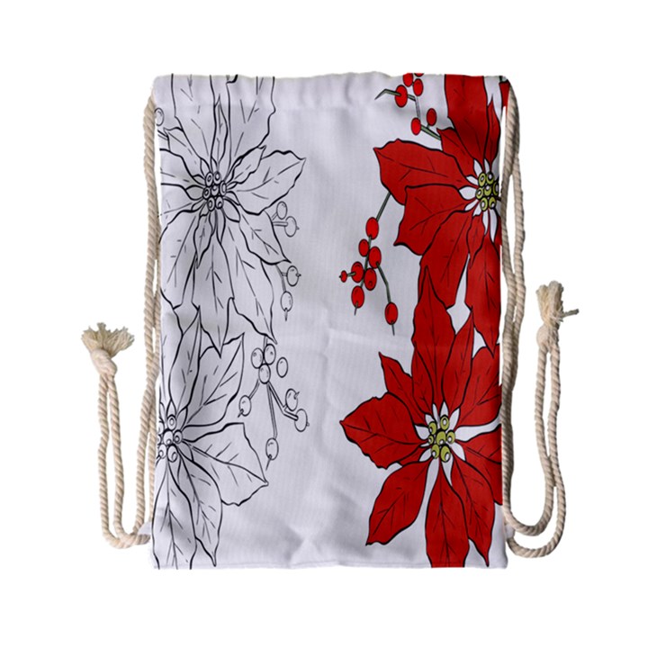 Poinsettia Flower Coloring Page Drawstring Bag (Small)