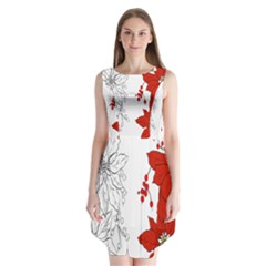 Poinsettia Flower Coloring Page Sleeveless Chiffon Dress   by Simbadda