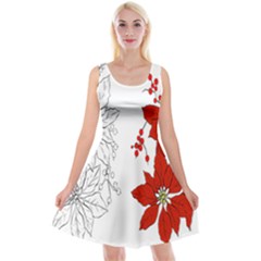 Poinsettia Flower Coloring Page Reversible Velvet Sleeveless Dress