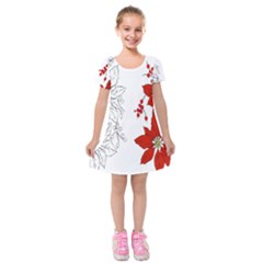 Poinsettia Flower Coloring Page Kids  Short Sleeve Velvet Dress by Simbadda