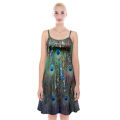 Peacock Jewelery Spaghetti Strap Velvet Dress