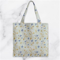 Vintage Hand Drawn Floral Background Zipper Grocery Tote Bag by TastefulDesigns