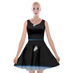 Amazing Stunning Astronaut Amazed Velvet Skater Dress by Simbadda