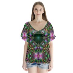 Digital Kaleidoscope Flutter Sleeve Top