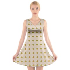 Pattern Background Retro V-neck Sleeveless Skater Dress by Simbadda