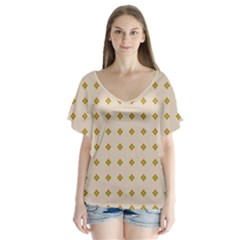 Pattern Background Retro Flutter Sleeve Top