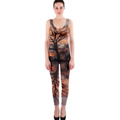 Aurora Sunset Sun Landscape Onepiece Catsuit by Simbadda