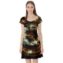 Science Fiction Energy Background Short Sleeve Skater Dress View1