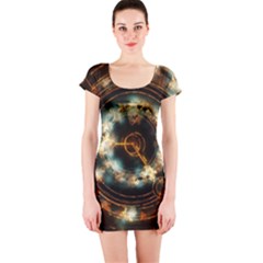 Science Fiction Energy Background Short Sleeve Bodycon Dress by Simbadda