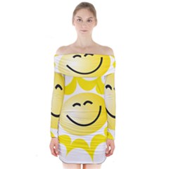 The Sun A Smile The Rays Yellow Long Sleeve Off Shoulder Dress