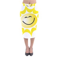 The Sun A Smile The Rays Yellow Velvet Midi Pencil Skirt