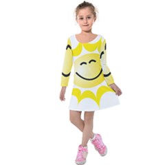 The Sun A Smile The Rays Yellow Kids  Long Sleeve Velvet Dress by Simbadda