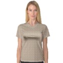 Pattern Ornament Brown Background Women s V-Neck Sport Mesh Tee View1