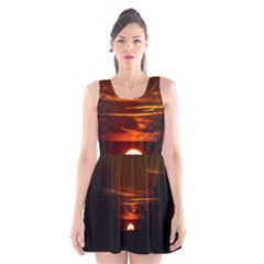 Sunset Sun Fireball Setting Sun Scoop Neck Skater Dress by Simbadda