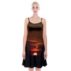 Sunset Sun Fireball Setting Sun Spaghetti Strap Velvet Dress by Simbadda