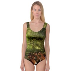 Red Deer Deer Roe Deer Antler Princess Tank Leotard  by Simbadda