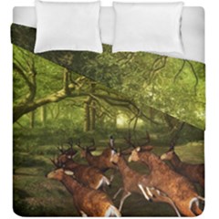 Red Deer Deer Roe Deer Antler Duvet Cover Double Side (king Size) by Simbadda