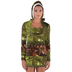 Red Deer Deer Roe Deer Antler Women s Long Sleeve Hooded T-shirt by Simbadda