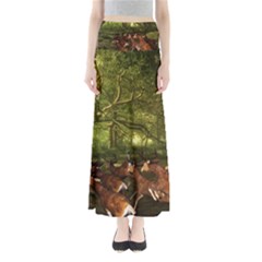 Red Deer Deer Roe Deer Antler Maxi Skirts by Simbadda