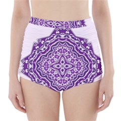 Mandala Purple Mandalas Balance High-waisted Bikini Bottoms by Simbadda