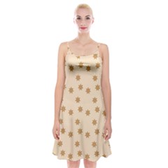 Pattern Gingerbread Star Spaghetti Strap Velvet Dress