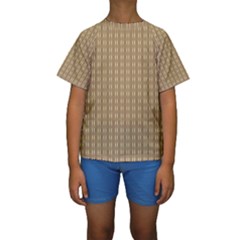 Pattern Background Brown Lines Kids  Short Sleeve Swimwear by Simbadda