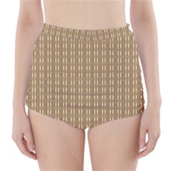 Pattern Background Brown Lines High-waisted Bikini Bottoms by Simbadda