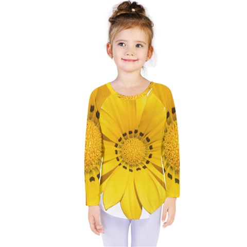 Transparent Flower Summer Yellow Kids  Long Sleeve Tee by Simbadda