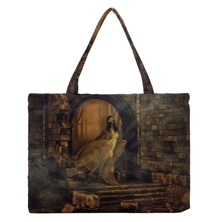 Woman Lost Model Alone Medium Zipper Tote Bag