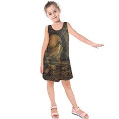 Woman Lost Model Alone Kids  Sleeveless Dress by Simbadda