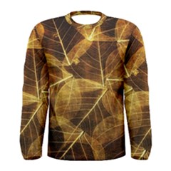 Leaves Autumn Texture Brown Men s Long Sleeve Tee by Simbadda