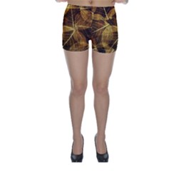 Leaves Autumn Texture Brown Skinny Shorts by Simbadda