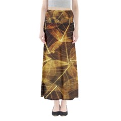 Leaves Autumn Texture Brown Maxi Skirts by Simbadda