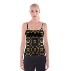 Black And Gold Pattern Elegant Geometric Design Spaghetti Strap Top by yoursparklingshop