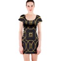 Black And Gold Pattern Elegant Geometric Design Short Sleeve Bodycon Dress View1