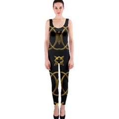 Black And Gold Pattern Elegant Geometric Design Onepiece Catsuit by yoursparklingshop