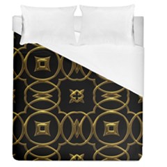 Black And Gold Pattern Elegant Geometric Design Duvet Cover (queen Size)