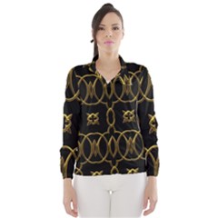 Black And Gold Pattern Elegant Geometric Design Wind Breaker (women) by yoursparklingshop