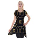 Black And Gold Pattern Elegant Geometric Design Short Sleeve Side Drop Tunic View1