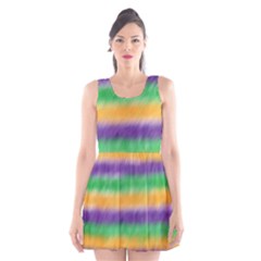 Mardi Gras Strip Tie Die Scoop Neck Skater Dress by PhotoNOLA