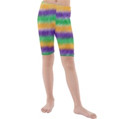 Mardi Gras Strip Tie Die Kids  Mid Length Swim Shorts by PhotoNOLA