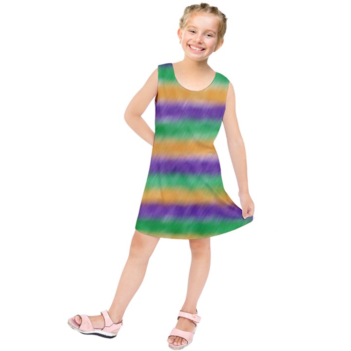 Mardi Gras Strip Tie Die Kids  Tunic Dress