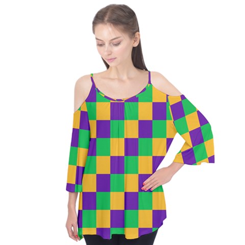 Mardi Gras Checkers Flutter Tees by PhotoNOLA