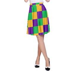 Mardi Gras Checkers A-line Skirt by PhotoNOLA